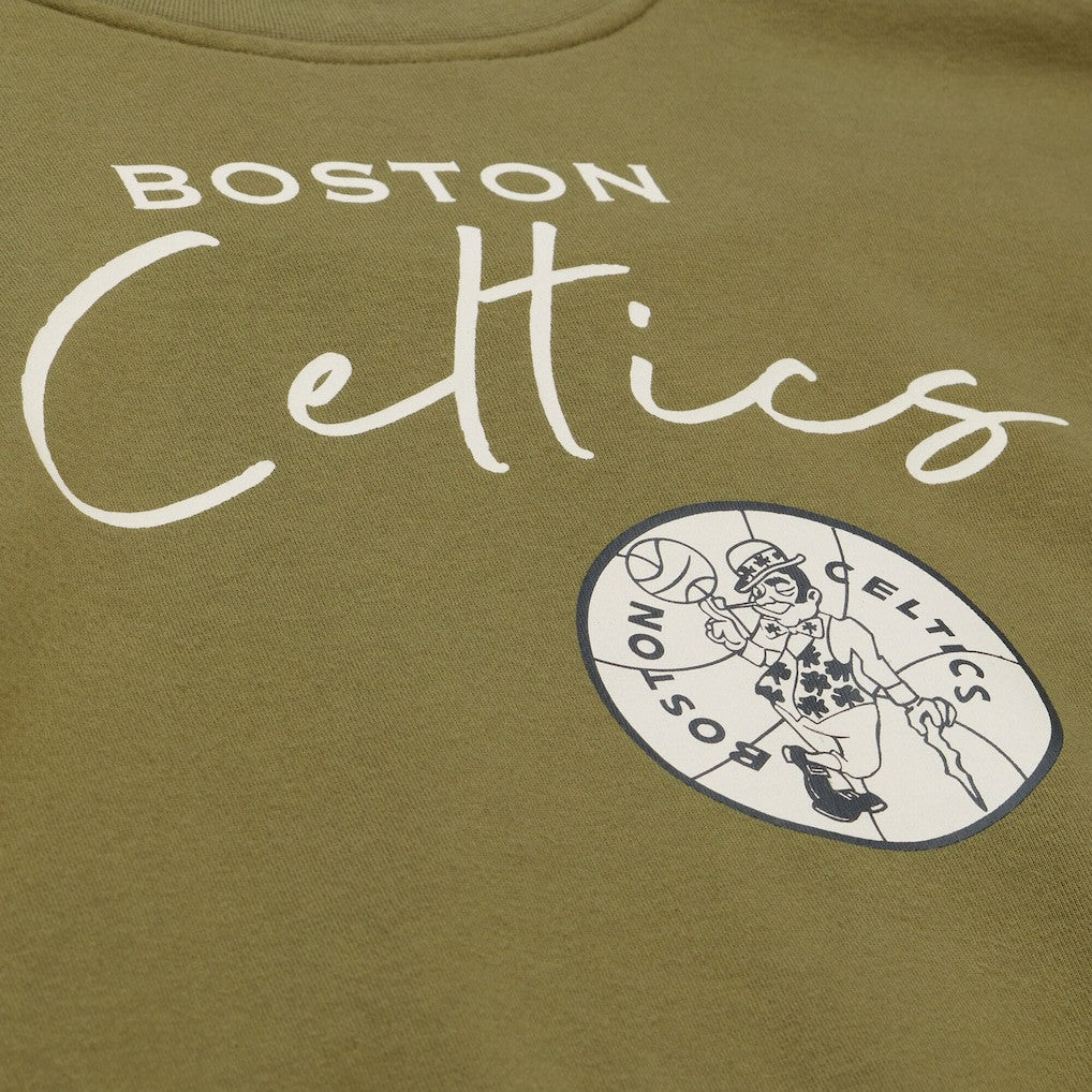 Boston Celtics Women's Lightweight Script Sweatshirt Olive | Mitchell & Ness Near Me
