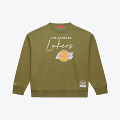 Los Angeles Lakers Women's Lightweight Script Sweatshirt Olive | Mitchell & Ness outlet