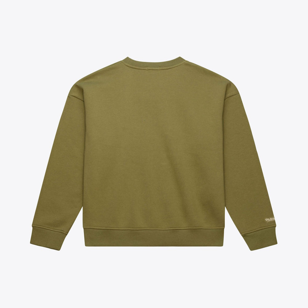 New York Knicks Women's Lightweight Script Sweatshirt Olive | Mitchell & Ness Near Me