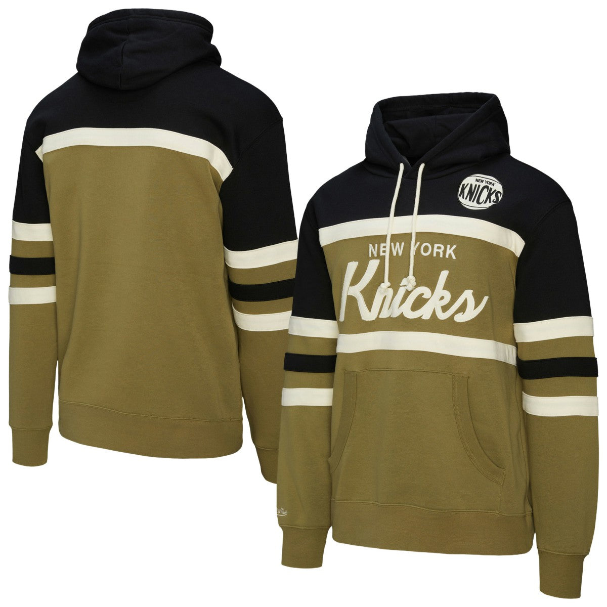 New York Knicks Double Clutch Head Coach Hoodie Olive/Black | Mitchell & Ness for sale