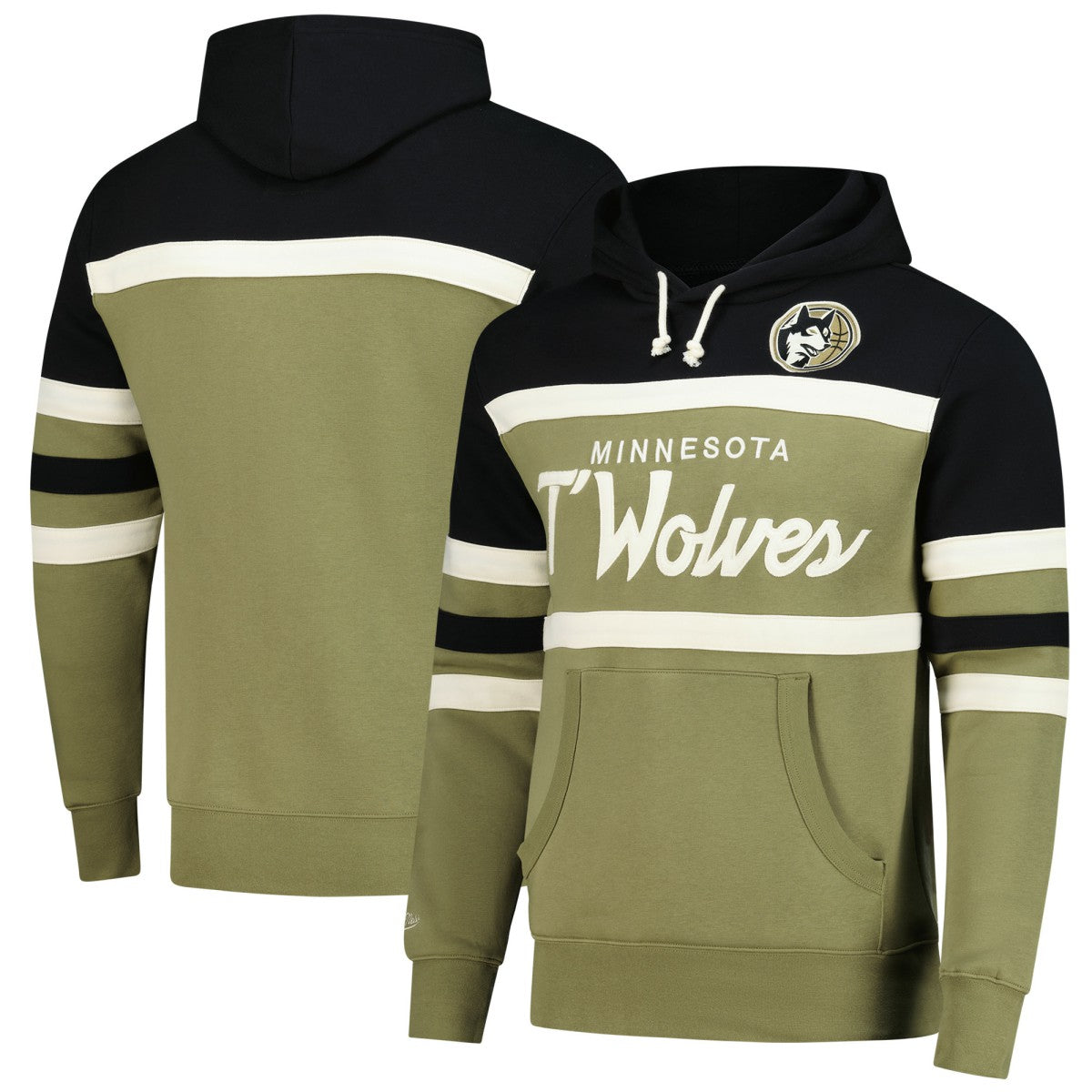 Minnesota Timberwolves Double Clutch Head Coach Hoodie Olive/Black | Mitchell & Ness Near Me