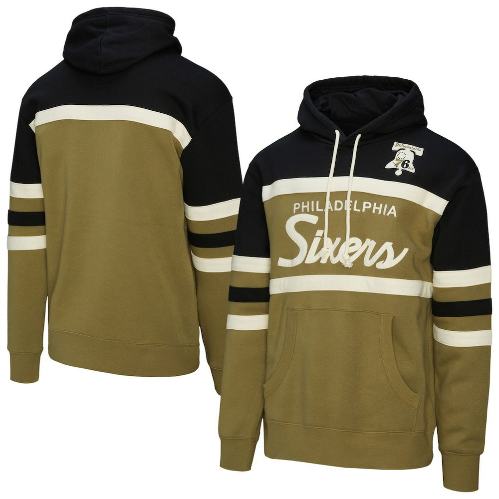 Philadelphia 76ers Double Clutch Head Coach Hoodie Olive | Mitchell & Ness Lifestyle
