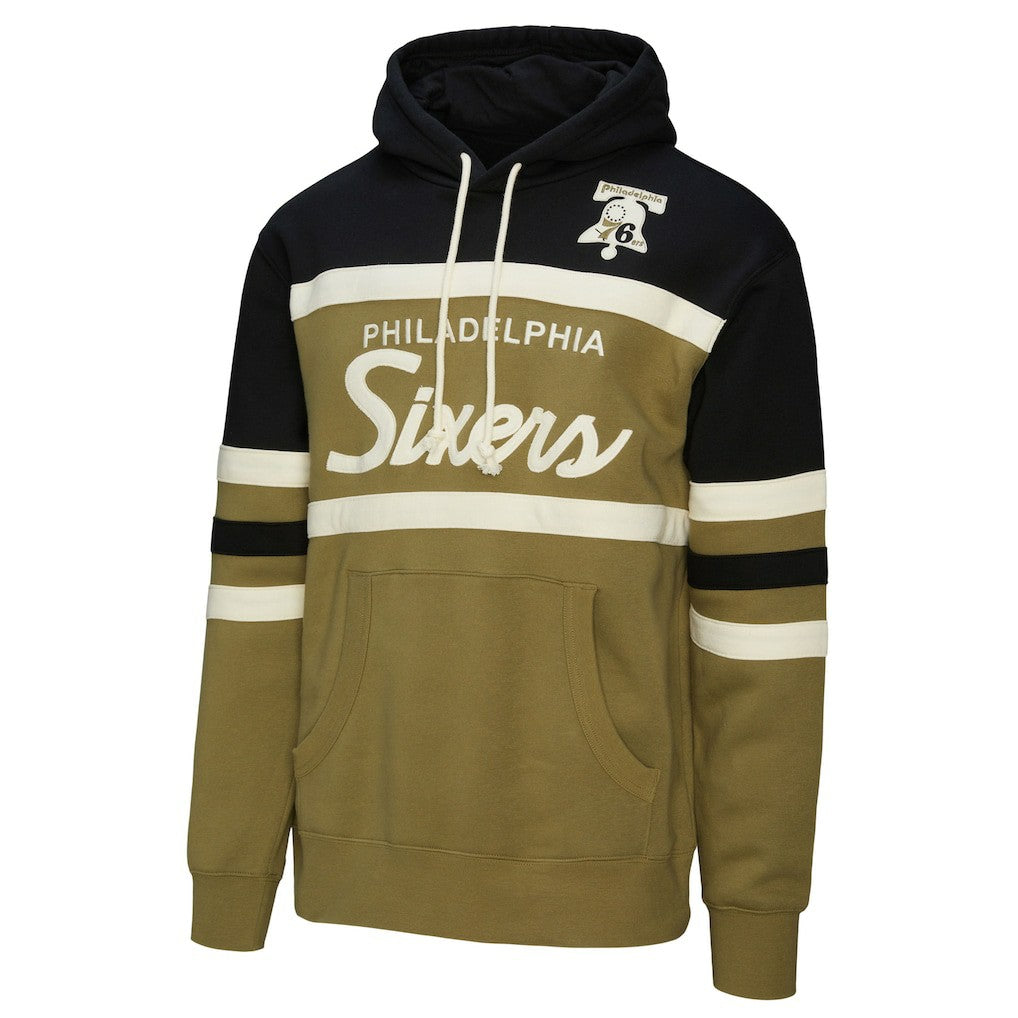 Philadelphia 76ers Double Clutch Head Coach Hoodie Olive | Mitchell & Ness Lifestyle