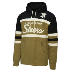 Philadelphia 76ers Double Clutch Head Coach Hoodie Olive | Mitchell & Ness Lifestyle