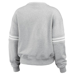 New York Yankees WEAR by Erin Andrews Women's Sleeve Stripe Fleece Crewneck Sweatshirt - Gray - MLB Lifestyle