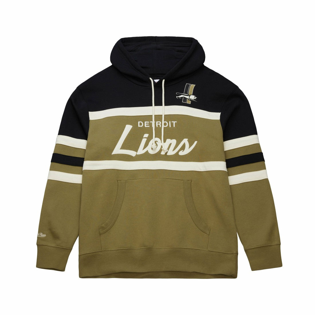 Mitchell & Ness Detroit Lions Vintage Logo Head Coach Hoodie Olive