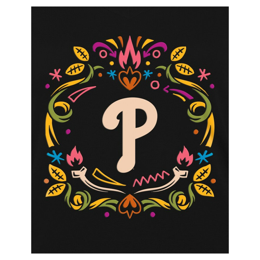 Philadelphia Phillies New Era Women's Día de los Muertos V-Neck T-Shirt - Black - New Era Online