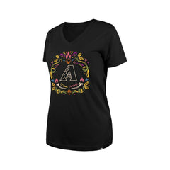Arizona Diamondbacks New Era Women's Día de los Muertos V-Neck T-Shirt - Black - New Era Lifestyle