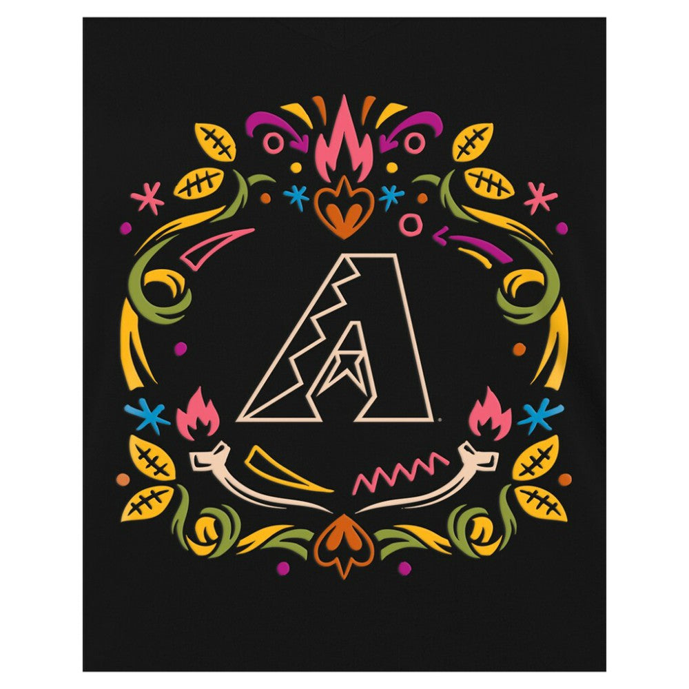 Arizona Diamondbacks New Era Women's Día de los Muertos V-Neck T-Shirt - Black - New Era Lifestyle