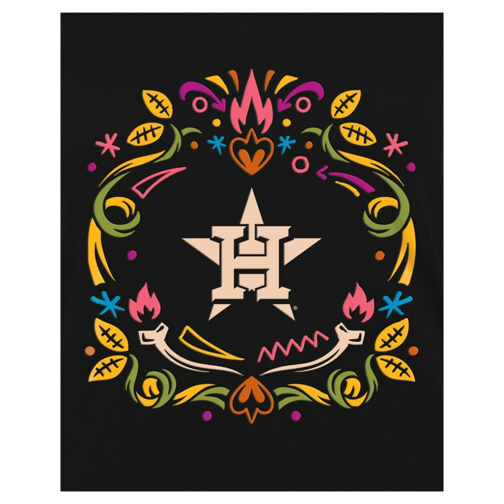 Houston Astros New Era Women's Día de los Muertos V-Neck T-Shirt - Black - New Era Discount