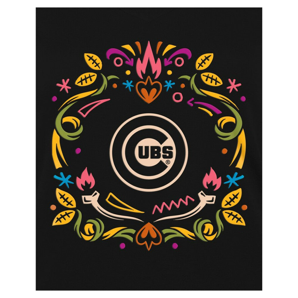 Chicago Cubs New Era Women's Día de los Muertos V-Neck T-Shirt - Black - New Era Discount