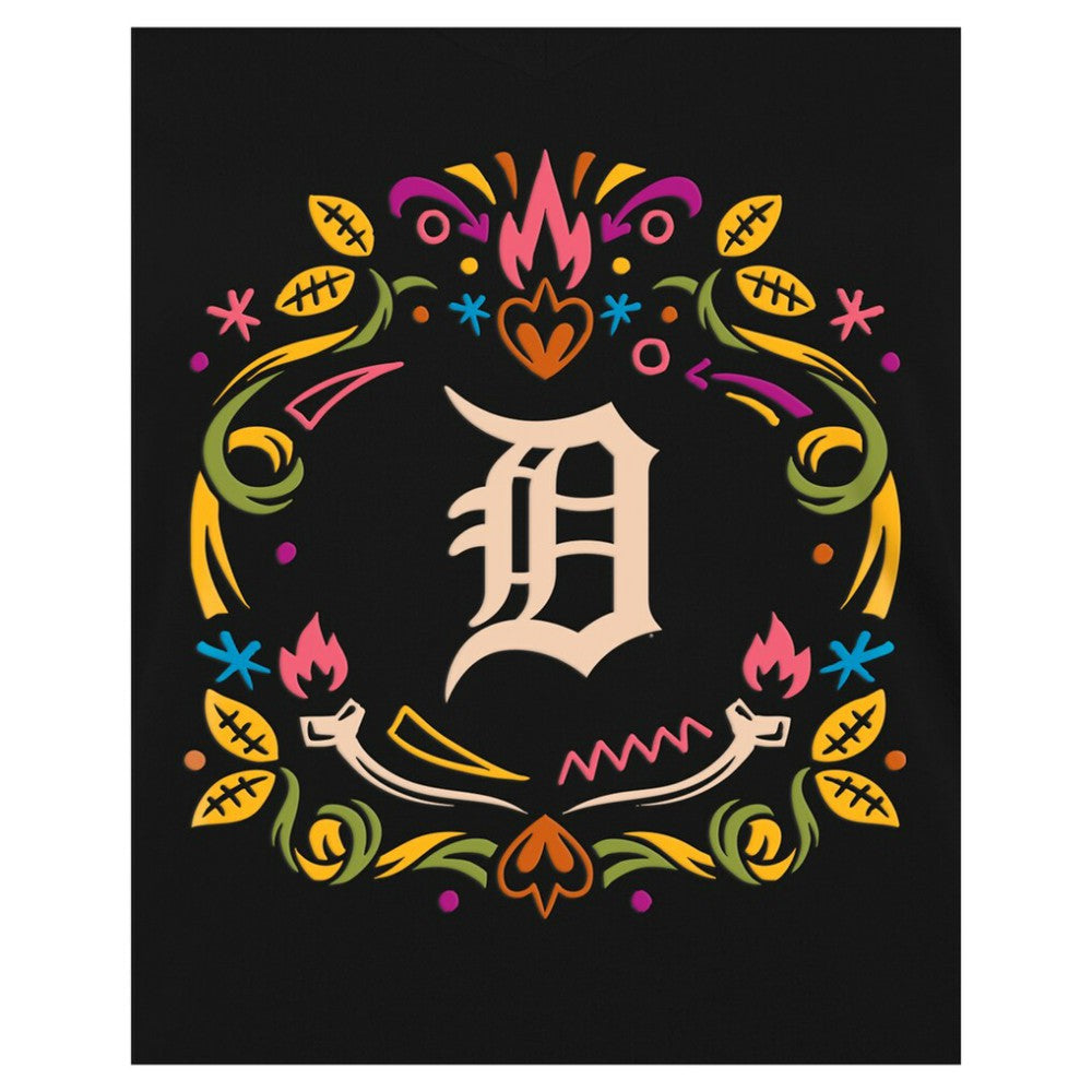 Detroit Tigers New Era Women's Día de los Muertos V-Neck T-Shirt - Black - New Era on Sale