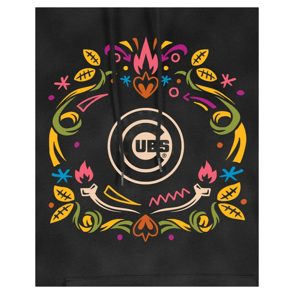 Chicago Cubs New Era Women's Día de Muertos Mineral Wash Hoodie Sweatshirt - Black - New Era Lifestyle