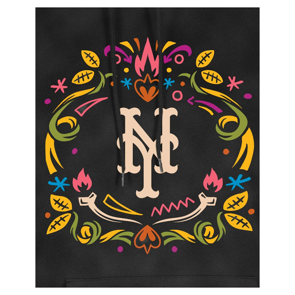 New York Mets New Era Women's Día de Muertos Mineral Wash Hoodie Sweatshirt - Black - New Era Sale