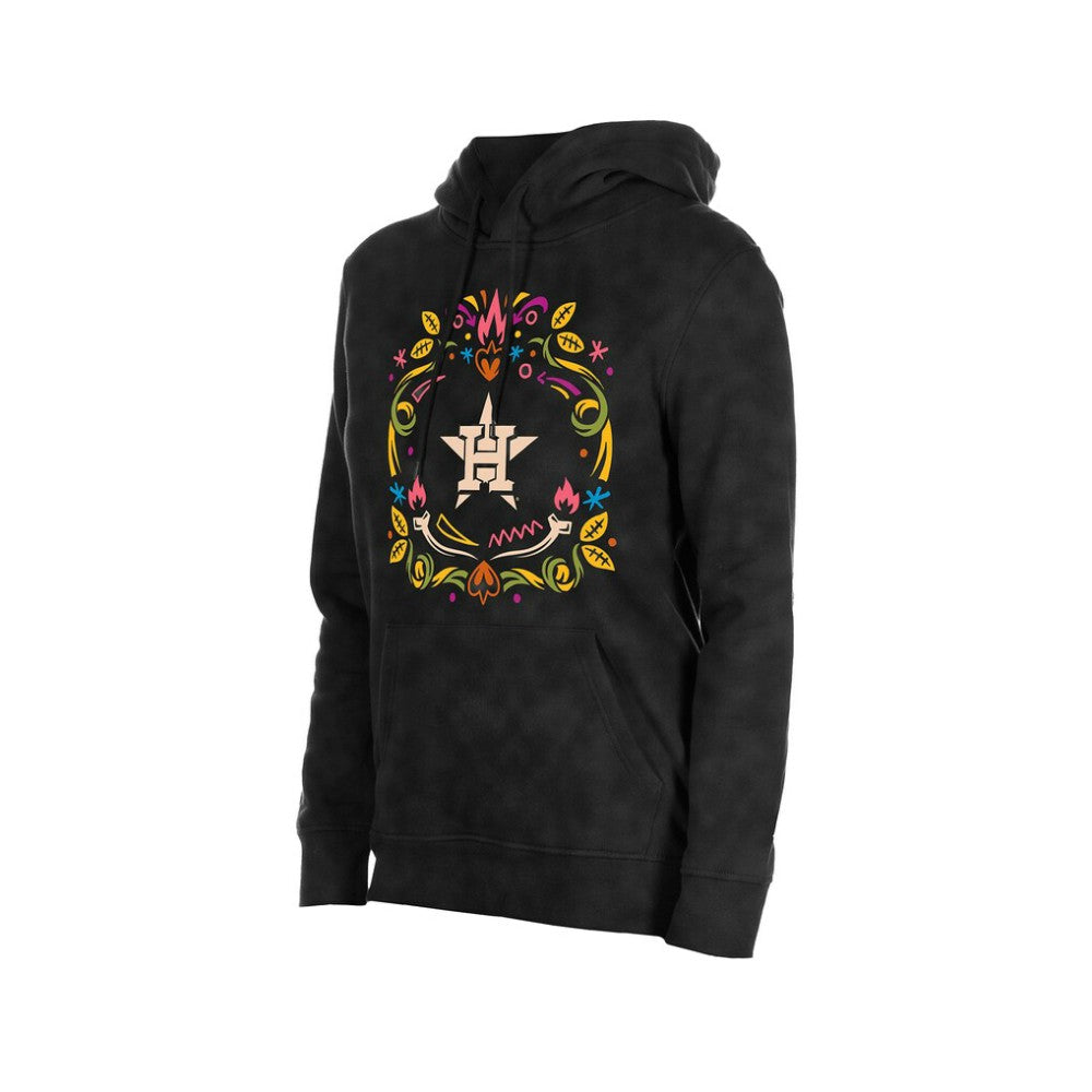 Houston Astros New Era Women's Día de Muertos Mineral Wash Hoodie Sweatshirt - Black - New Era on Sale