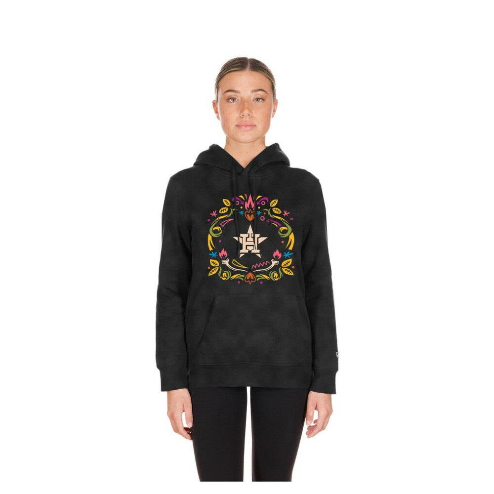 Houston Astros New Era Women's Día de Muertos Mineral Wash Hoodie Sweatshirt - Black - New Era on Sale