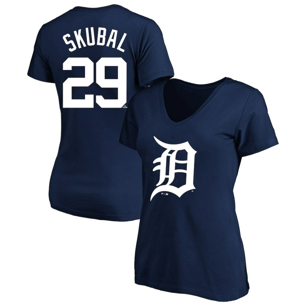 Tarik Skubal Detroit Tigers Profile Women's Plus Size Name & Number V-Neck T-Shirt - Navy - MLB Discount