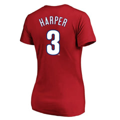 Bryce Harper Philadelphia Phillies Profile Women's Plus Size Name & Number V-Neck T-Shirt - Red - MLB Lifestyle