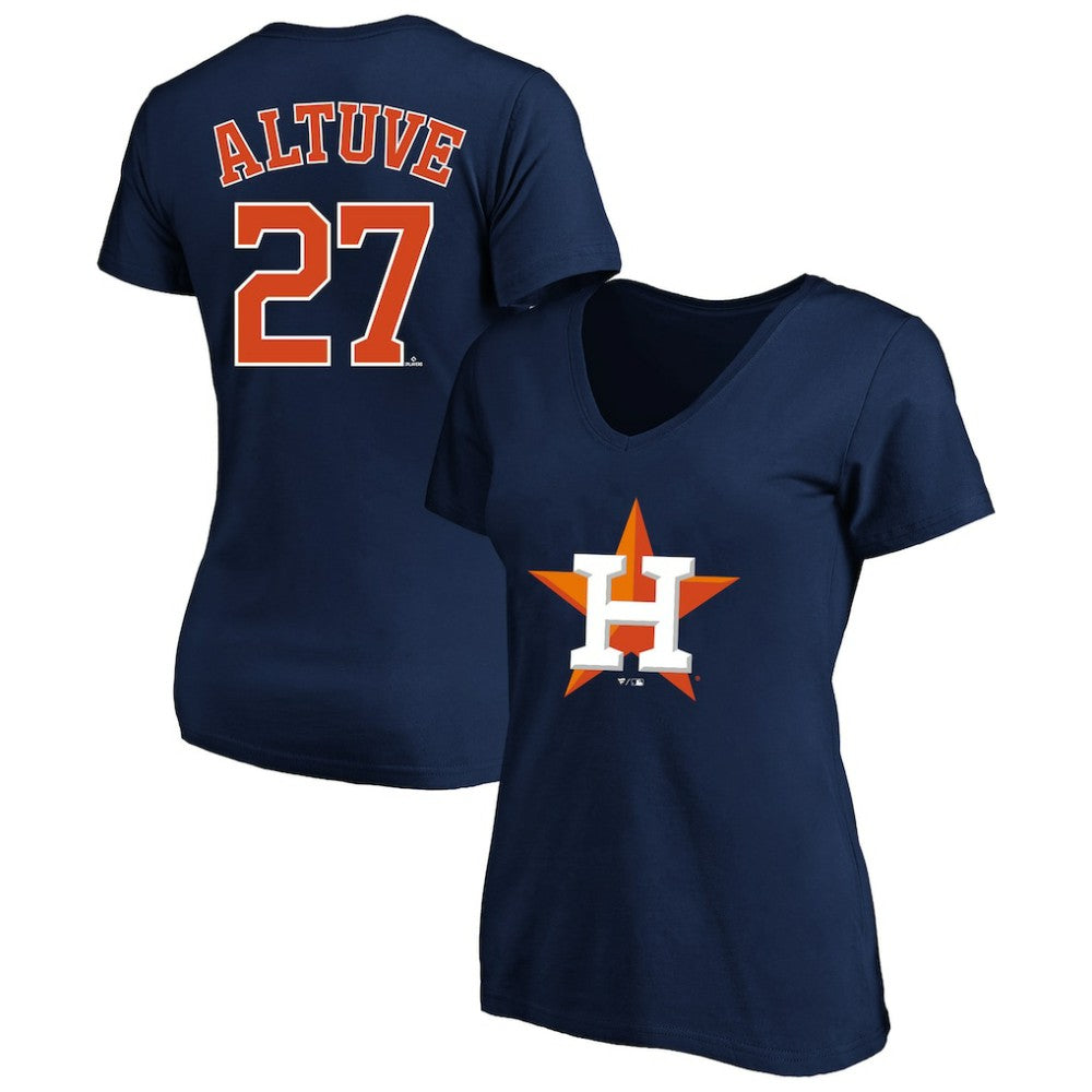 Jose Altuve Houston Astros Profile Women's Plus Size Name & Number V-Neck T-Shirt - Navy - MLB Lifestyle