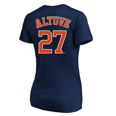 Jose Altuve Houston Astros Profile Women's Plus Size Name & Number V-Neck T-Shirt - Navy - MLB Lifestyle