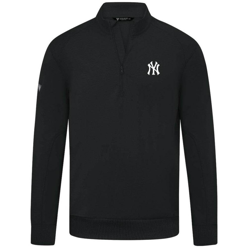 New York Yankees Levelwear Upright Insignia Tri-Blend Quarter-Zip Pullover - Black - MLB Online