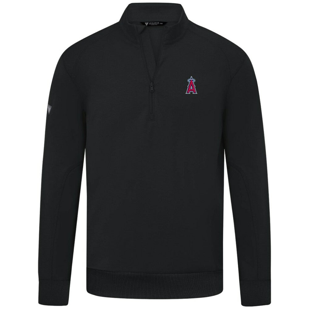 Los Angeles Angels Levelwear Upright Insignia Tri-Blend Quarter-Zip Pullover - Black - MLB Lifestyle