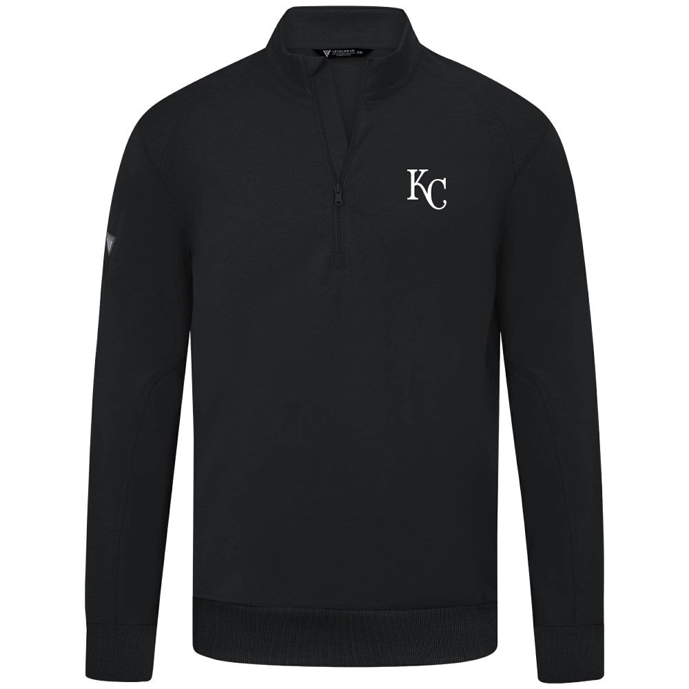 Kansas City Royals Levelwear Upright Insignia Tri-Blend Quarter-Zip Pullover - Black - MLB on Sale