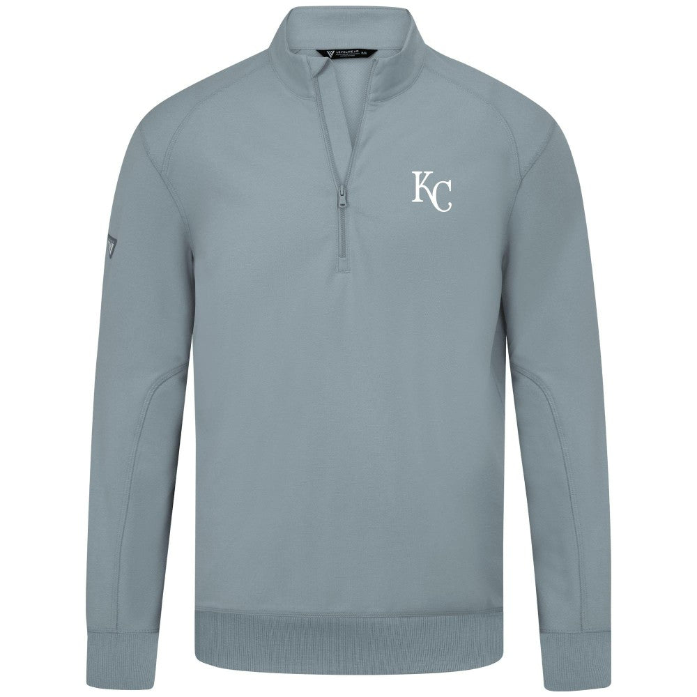 Kansas City Royals Levelwear Upright Insignia Tri-Blend Quarter-Zip Pullover - Gray - MLB on Sale