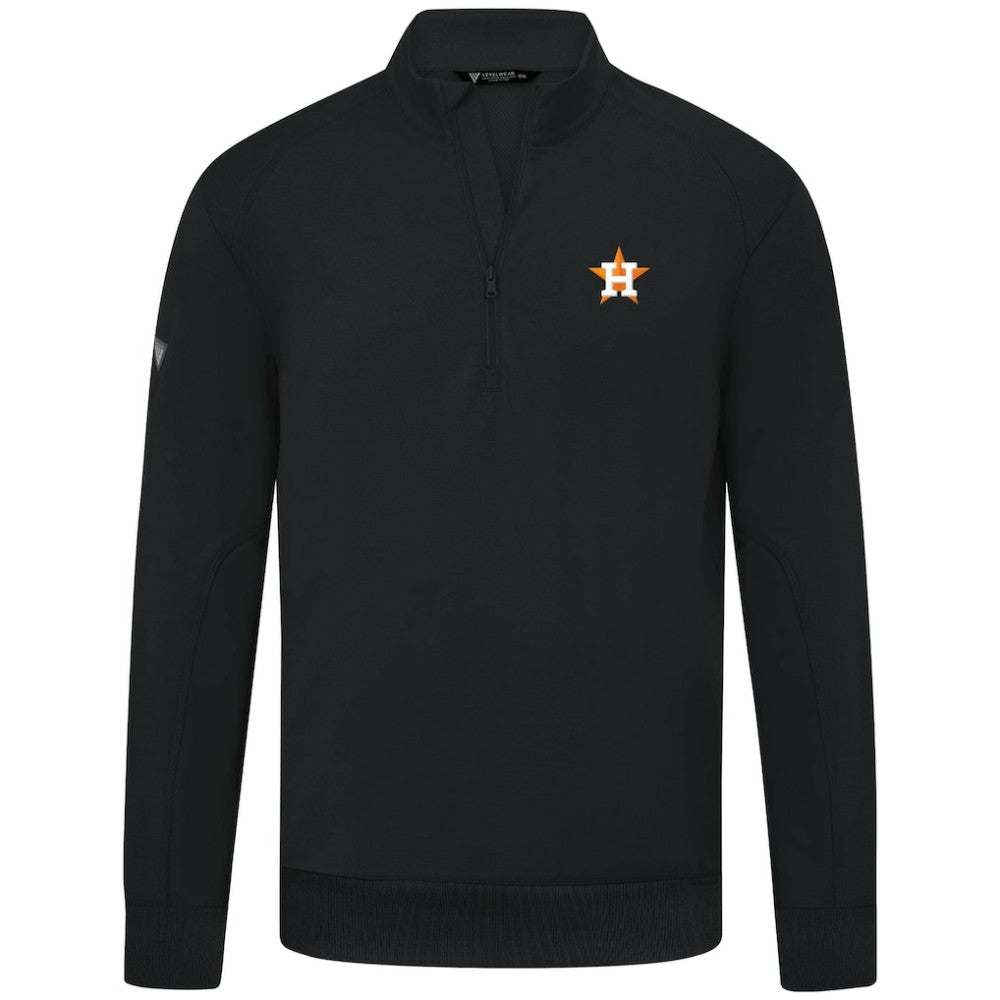 Houston Astros Levelwear Upright Insignia Tri-Blend Quarter-Zip Pullover - Black - MLB Discount