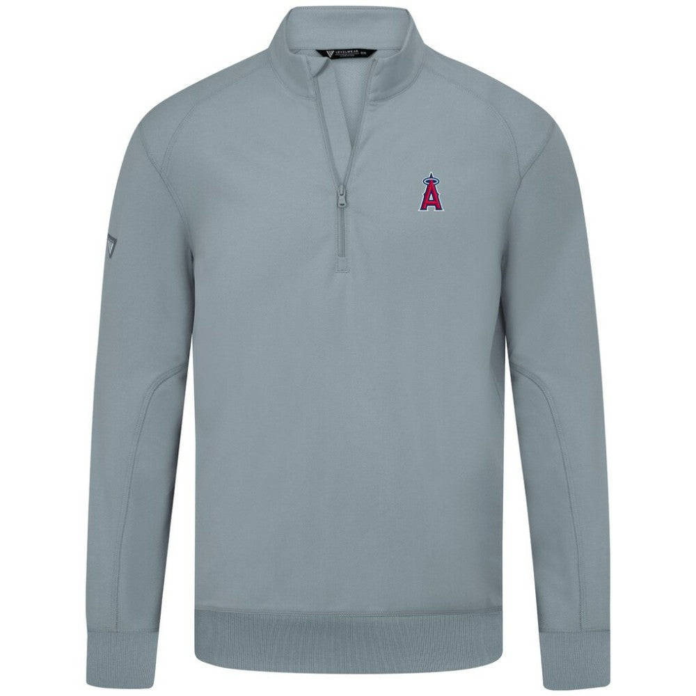 Los Angeles Angels Levelwear Upright Insignia Tri-Blend Quarter-Zip Pullover - Gray - MLB Sale