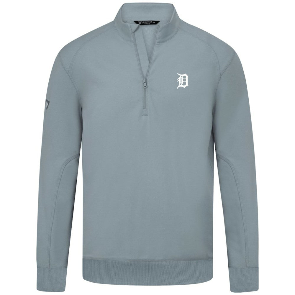 Detroit Tigers Levelwear Upright Insignia Tri-Blend Quarter-Zip Pullover - Gray - MLB Online
