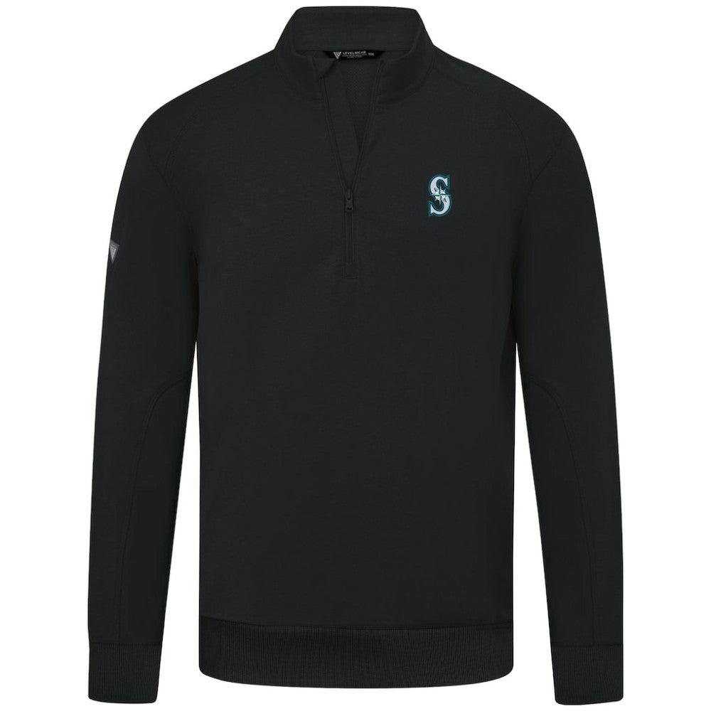 Seattle Mariners Levelwear Upright Insignia Tri-Blend Quarter-Zip Pullover - Black - MLB Discount