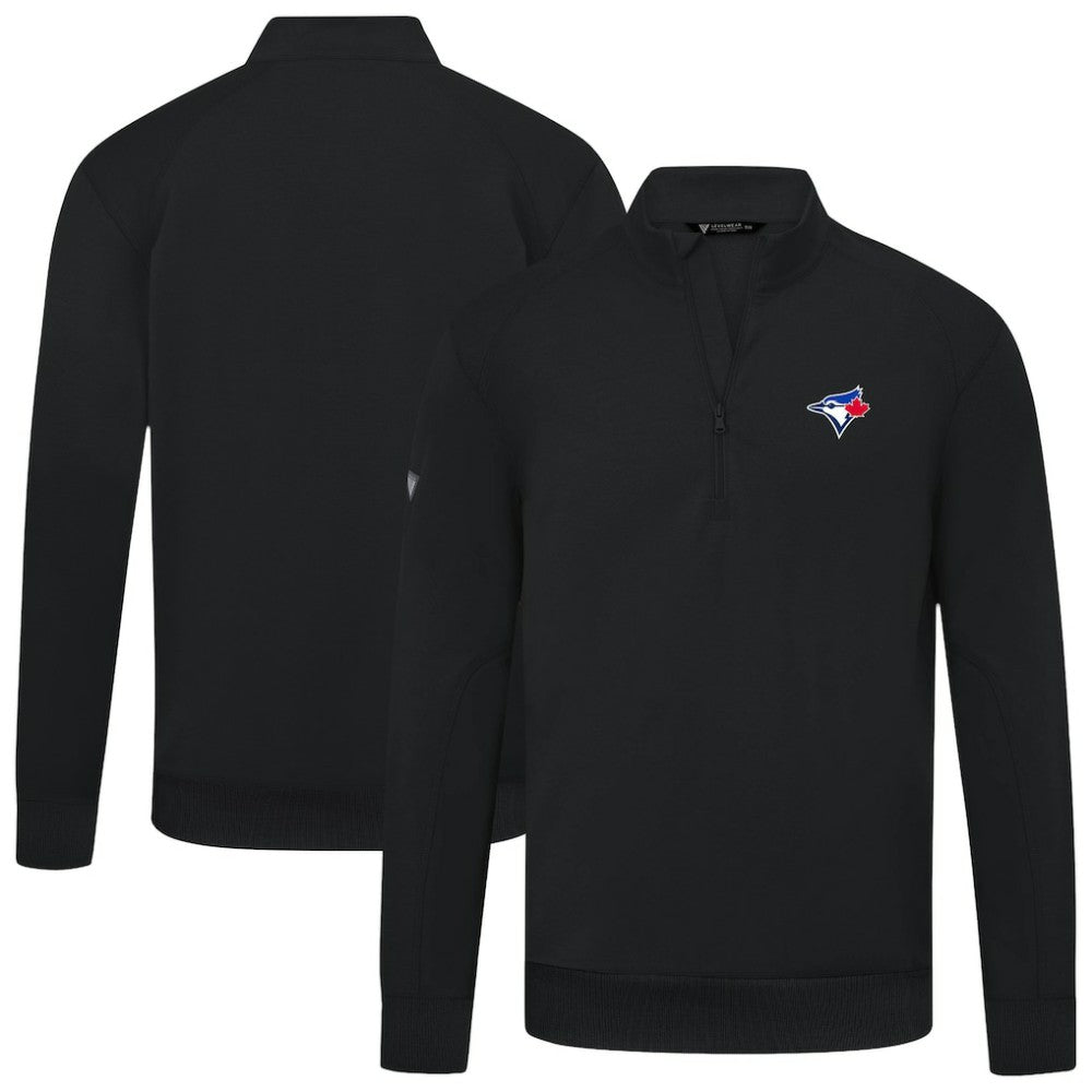 Toronto Blue Jays Levelwear Upright Insignia Tri-Blend Quarter-Zip Pullover - Black - MLB Discount