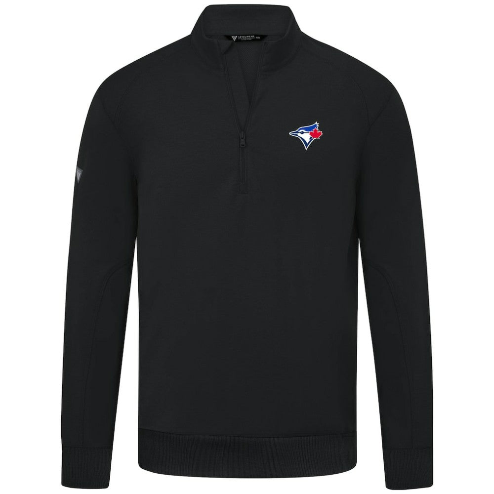 Toronto Blue Jays Levelwear Upright Insignia Tri-Blend Quarter-Zip Pullover - Black - MLB Discount