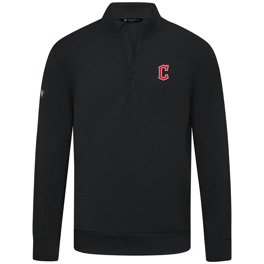 Cleveland Guardians Levelwear Upright Insignia Tri-Blend Quarter-Zip Pullover - Black - MLB Lifestyle