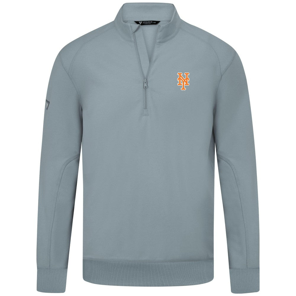 New York Mets Levelwear Upright Insignia Tri-Blend Quarter-Zip Pullover - Gray - MLB on Sale