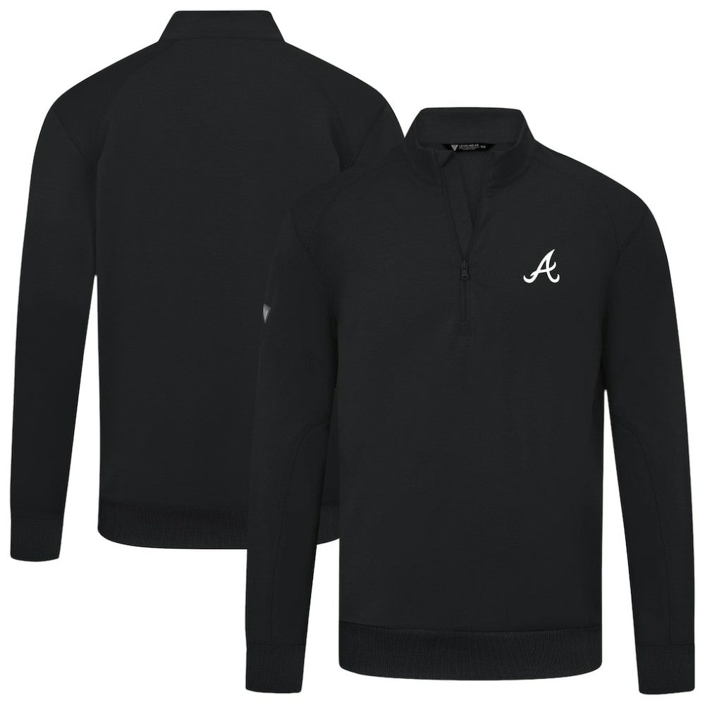 Atlanta Braves Levelwear Upright Insignia Tri-Blend Quarter-Zip Pullover - Black - MLB Discount