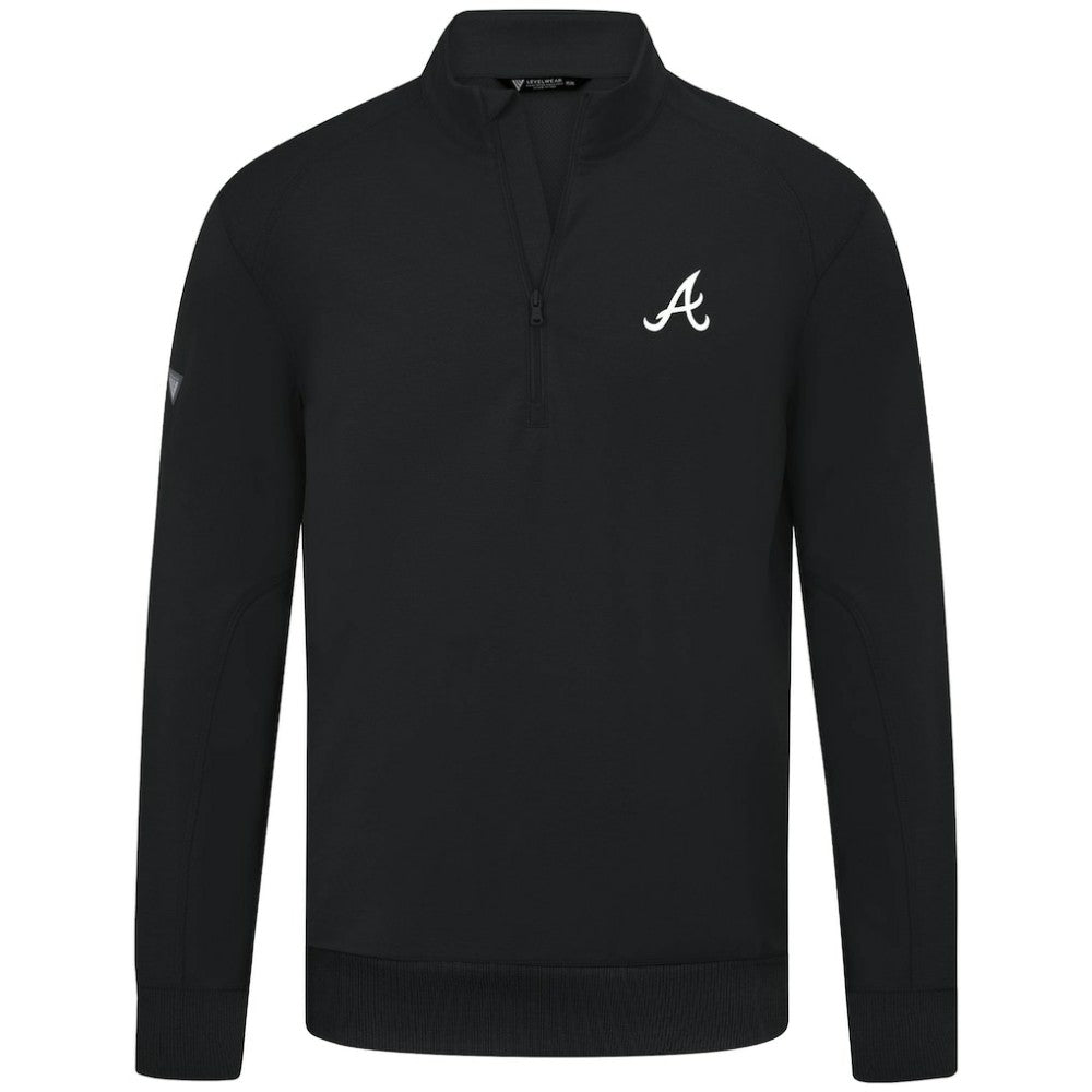 Atlanta Braves Levelwear Upright Insignia Tri-Blend Quarter-Zip Pullover - Black - MLB Discount