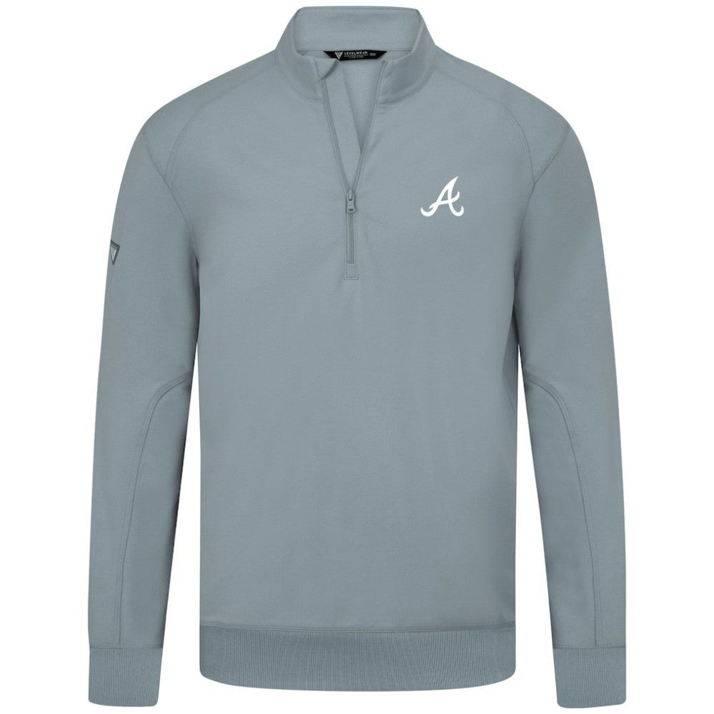 Atlanta Braves Levelwear Upright Insignia Tri-Blend Quarter-Zip Pullover - Gray - MLB on Sale