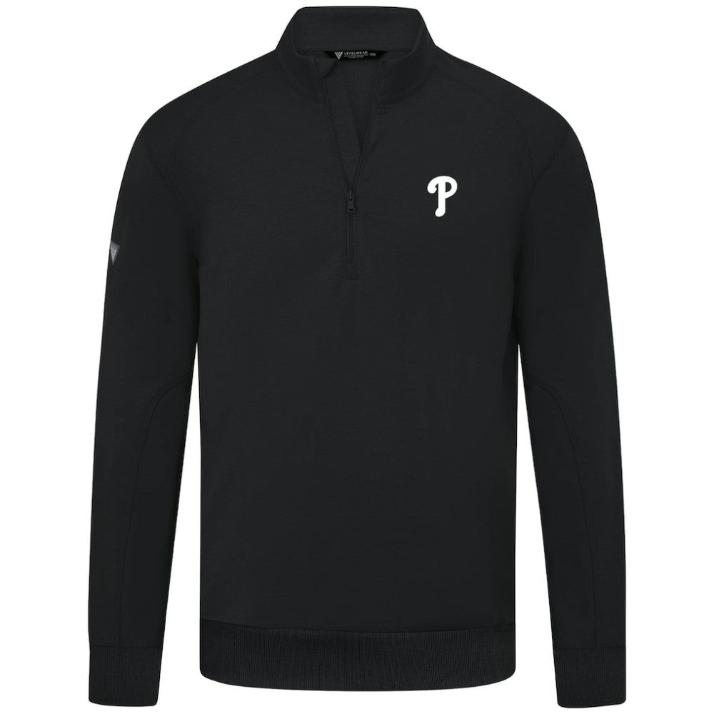 Philadelphia Phillies Levelwear Upright Insignia Tri-Blend Quarter-Zip Pullover - Black - MLB Sale