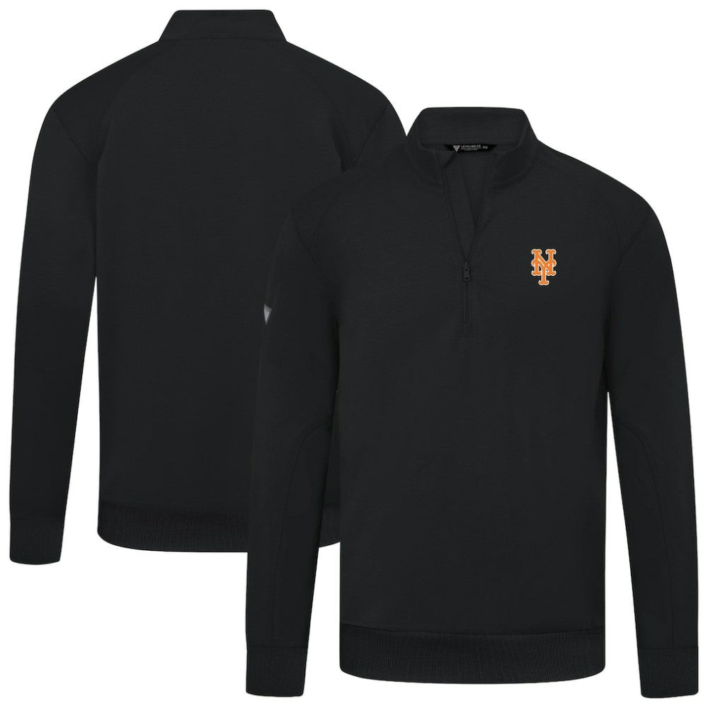 New York Mets Levelwear Upright Insignia Tri-Blend Quarter-Zip Pullover - Black - MLB Online