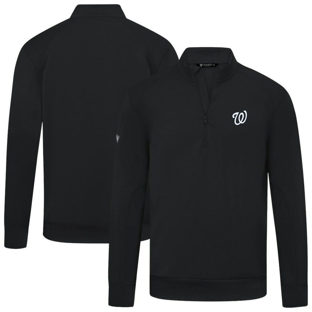Washington Nationals Levelwear Upright Insignia Tri-Blend Quarter-Zip Pullover - Black - MLB Sale