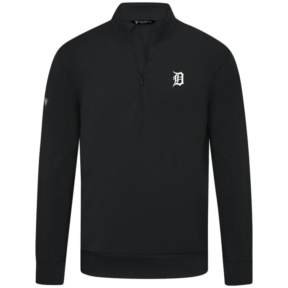 Detroit Tigers Levelwear Upright Insignia Tri-Blend Quarter-Zip Pullover - Black - MLB Online