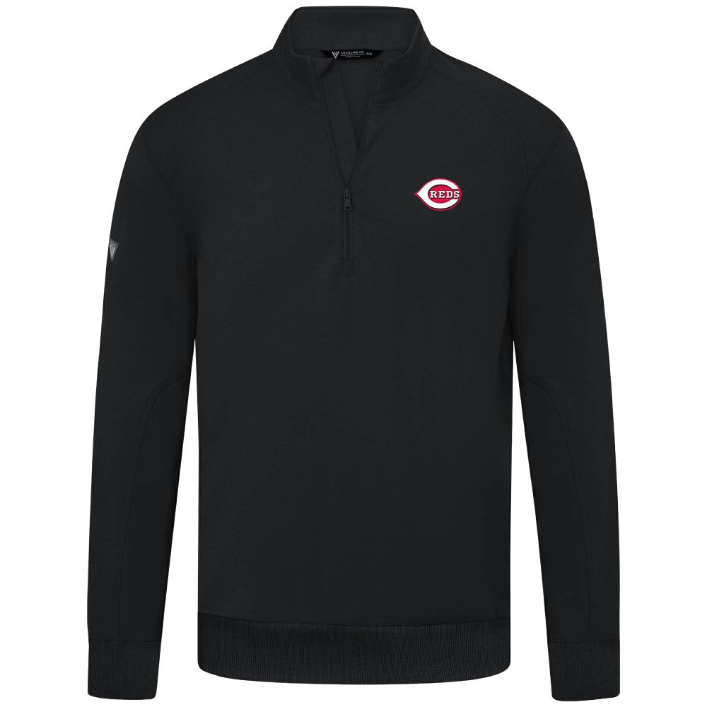 Cincinnati Reds Levelwear Upright Insignia Tri-Blend Quarter-Zip Pullover - Black - MLB Sale