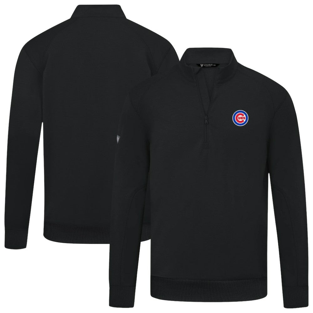 Chicago Cubs Levelwear Upright Insignia Tri-Blend Quarter-Zip Pullover - Black - MLB Online