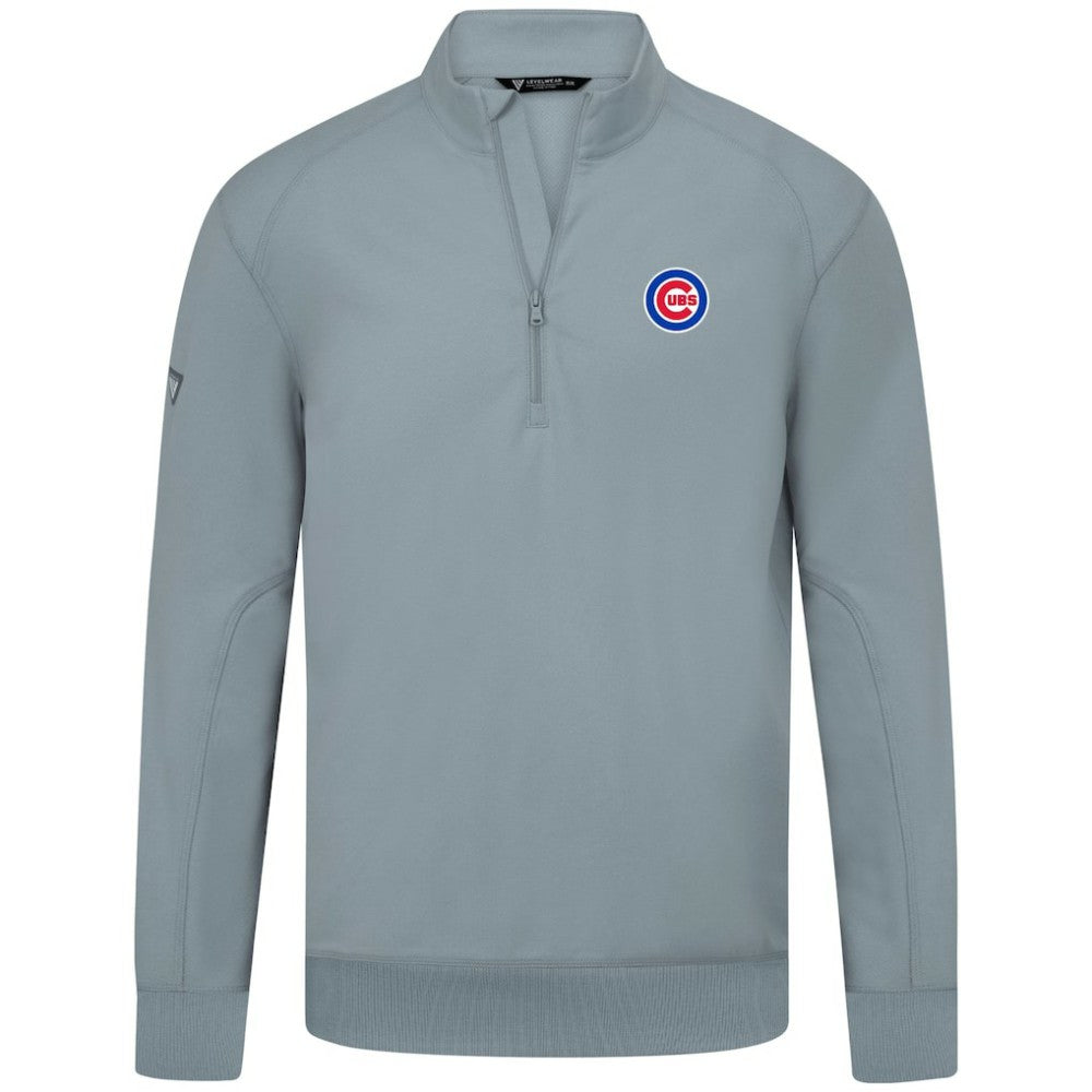 Chicago Cubs Levelwear Upright Insignia Tri-Blend Quarter-Zip Pullover - Gray - MLB Lifestyle