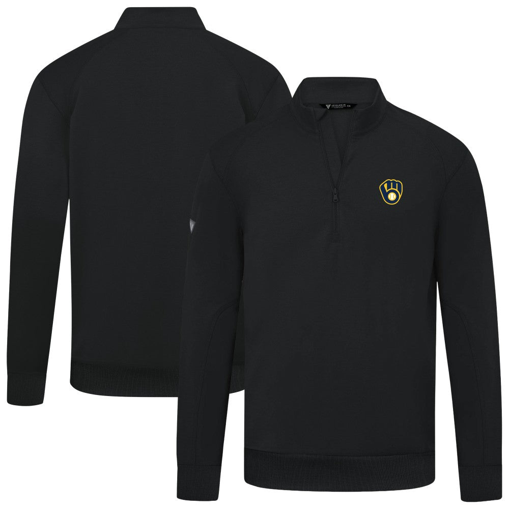 Milwaukee Brewers Levelwear Upright Insignia Tri-Blend Quarter-Zip Pullover - Black - MLB on Sale