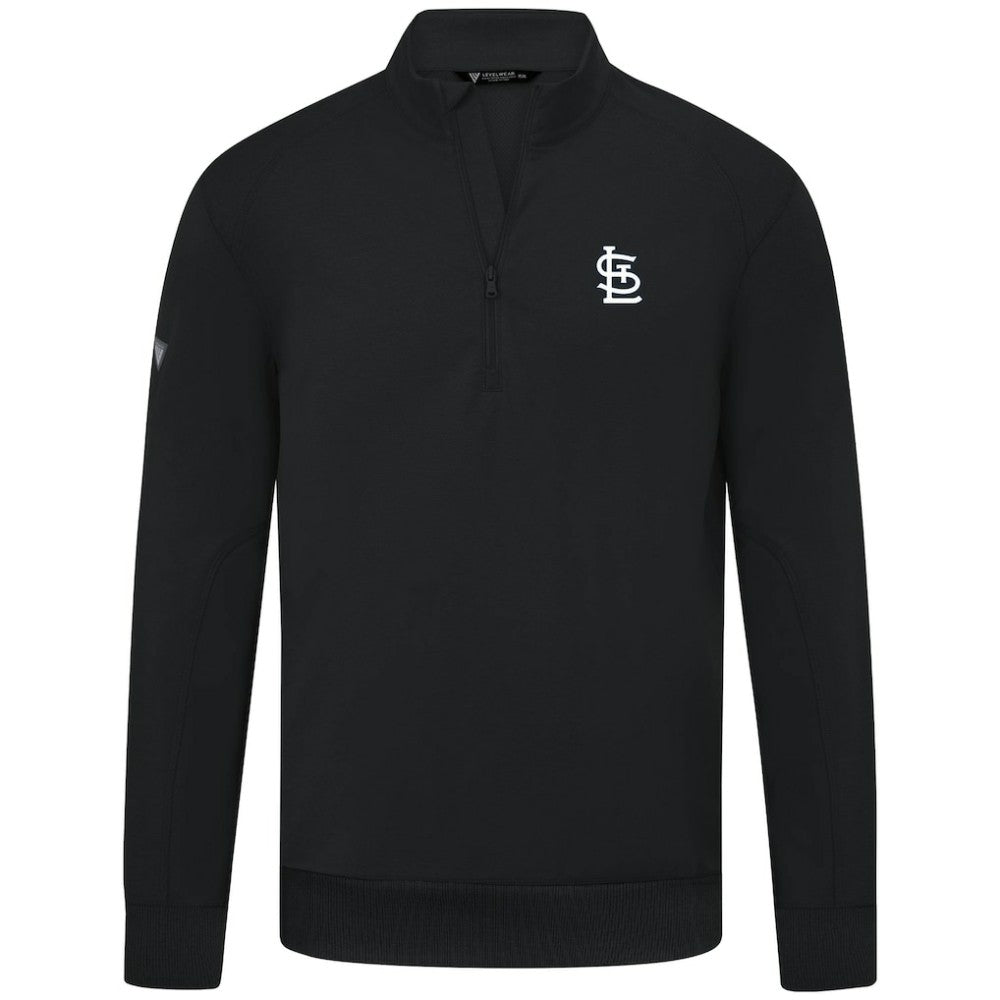 St. Louis Cardinals Levelwear Upright Insignia Tri-Blend Quarter-Zip Pullover - Black - MLB Discount