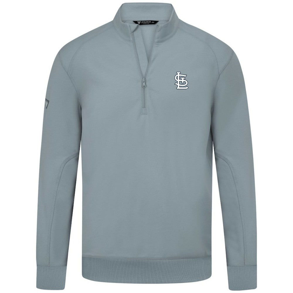 St. Louis Cardinals Levelwear Upright Insignia Tri-Blend Quarter-Zip Pullover - Gray - MLB Lifestyle