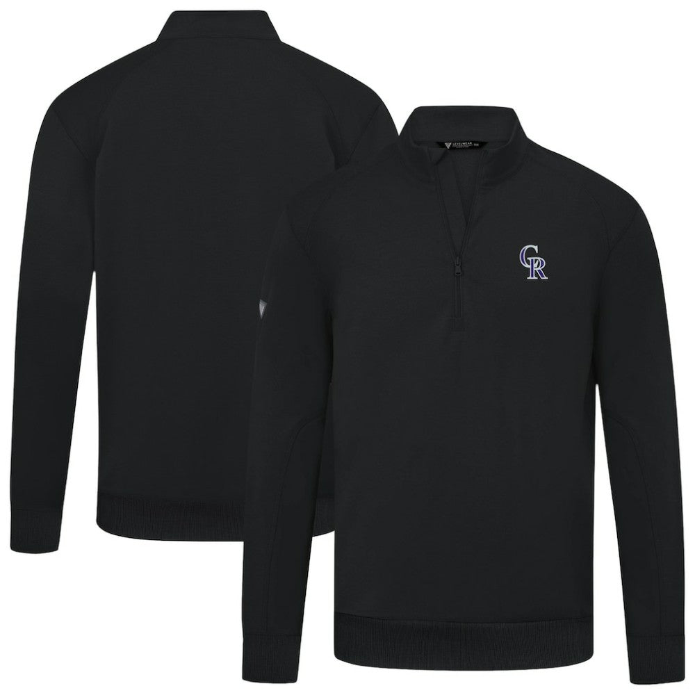 Colorado Rockies Levelwear Upright Insignia Tri-Blend Quarter-Zip Pullover - Black - MLB Sale
